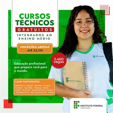 Inscrições Abertas Para Cursos Técnicos Integrados Ao Ensino Médio