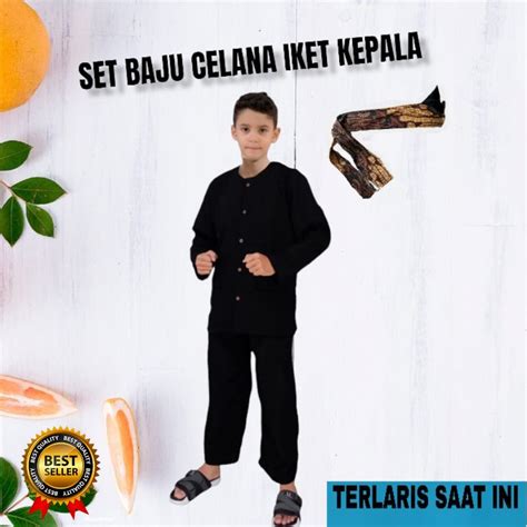 Setelan Baju Pangsi Anak Usia 3 12 Tahun Plus Iket Kepala Untuk Seragam