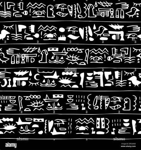 Egyptian Hieroglyphs Seamless Pattern Border Vector Illustration Can