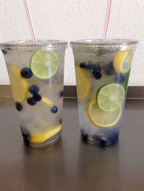 Delicious Refreshing Spa Fruit Water With Blueberries Lime Slices