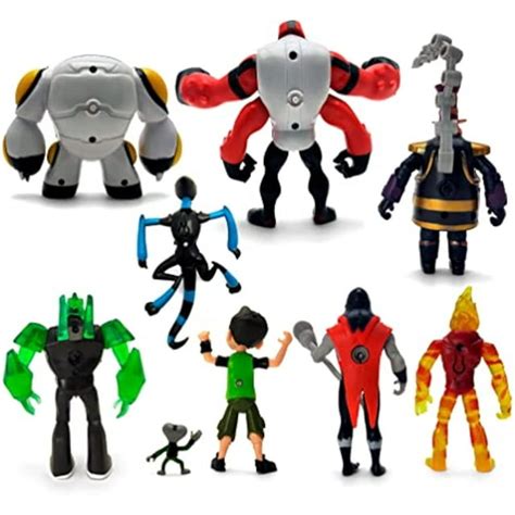 Figures Based on Ben 10 Action Figures - Set of 9 Toys,Ben Tennyson, Four Arms, Grey Matter ...