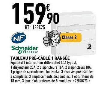 Promo Schneider Tableau Pré câblé 1 Rangée chez Brico Cash iCatalogue fr