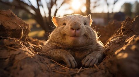 Premium AI Image | Southern HairyNosed Wombat Lounging in its Habitat