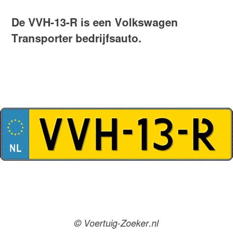 Kenteken VVH 13 R Volkswagen Transporter Bedrijfswagen VVH13R