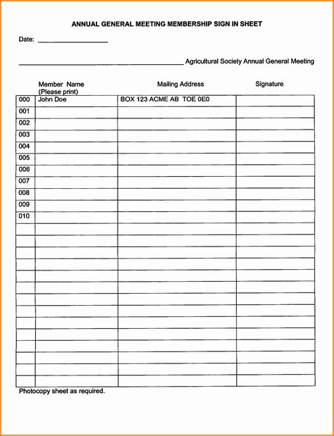 50 Printable Meeting Sign In Sheet | Ufreeonline Template