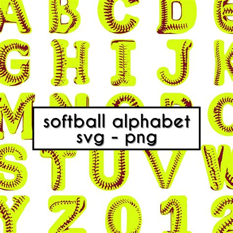 Softball Svg Letters Numbers 3d Svg Alphabet Softball Png Digital