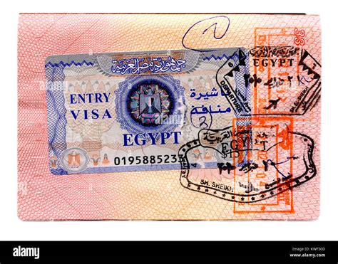 Passport With New Egyptian Visa Stamp Isolated On White Stock Photo Alamy