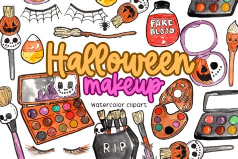 Watercolor Halloween Makeup Clipart Graphic by Writelovely · Creative ...