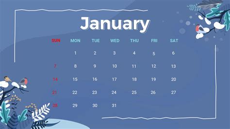 Free January Calendar Powerpoint Template Google Slides