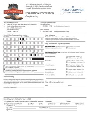 Fillable Online Ncsl Foundation Registration Ncsl Fax Email Print