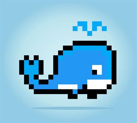 8 bit pixel of whale. Animals pixel in Vector Illustrations for Game