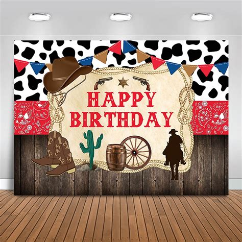 Buy Moca Western Cowboy Happy Birthday Backdrop Rustic Old West Rodeo