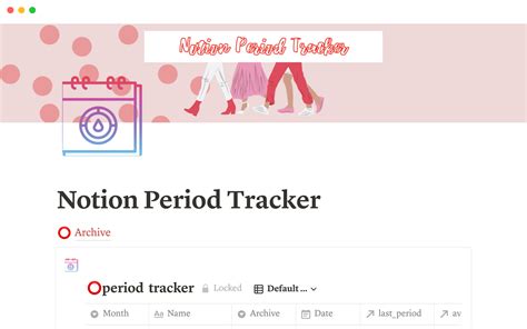 Period Tracker Notion Template Free Period Tracker Period Tracker Menstrual Tracker