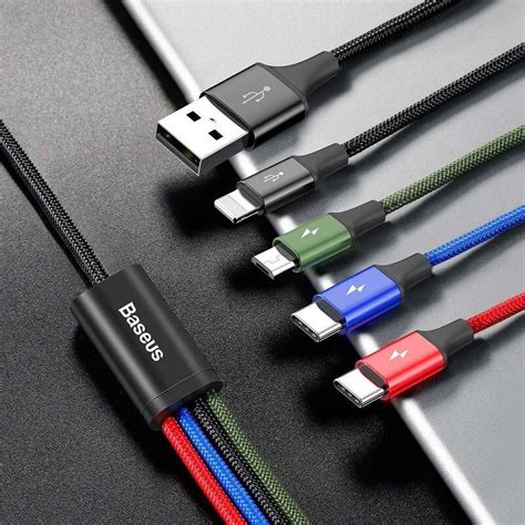 Kabel przewód USB 4w1 2x USB C Lightning micro USB 120cm Baseus