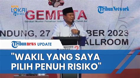 Prabowo Curhat Pilih Gibran Penuh Risiko Kerap Dihina Anak Ingusan