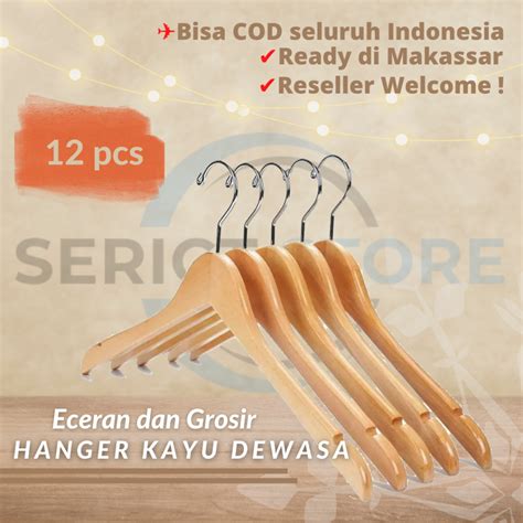 Jual Hanger Gantungan Baju Kayu Nat Dewasa Cm Makassar Bisa Cod