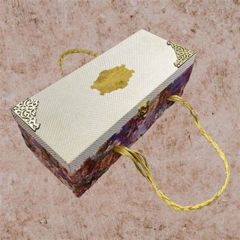 Kl B Rexine And Velvet Fabric Mdf Wedding Invitation Box At