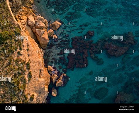 Luftaufnahme Von Felsen Im Meer Berblick Ber Den Meeresboden Von