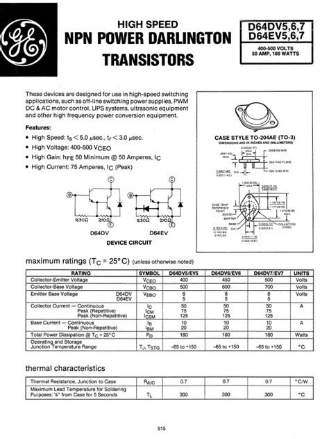 D Dv Transistors Datasheet Distribuidor Stock Y Mejor Precio