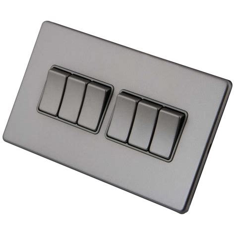 M Decorative Screwless A Gang Way Light Switch Grey Insert