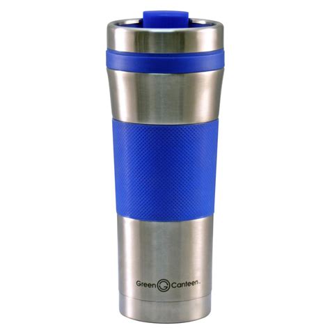 Green Canteen 16 Oz Stainless Steel Double Wall Travel Mug With Blue