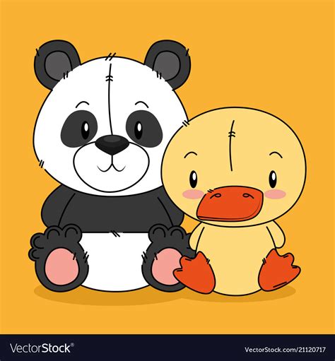 Cute Bear Panda And Duck Characters Royalty Free Vector