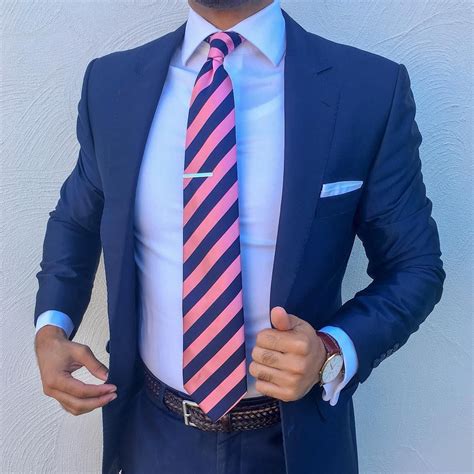 Navy And Rose Striped Tie Bows N Ties Mens Fashion Suits