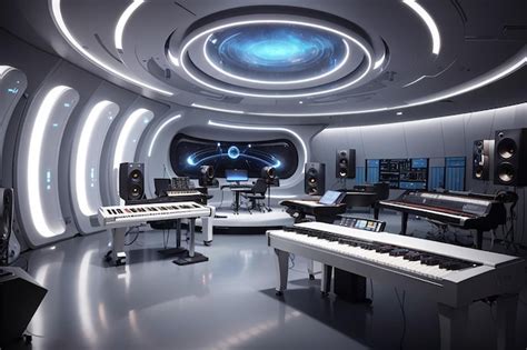 Premium Ai Image Music Production Studios In Futuristic Music