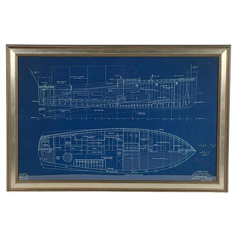 Yacht Blueprint Of A Launch By Bt Dobson Naval Architect For Sale At