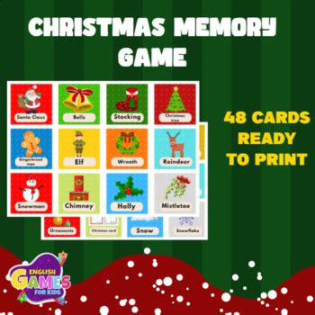 Christmas Memory Game by English Games For Kids | TPT