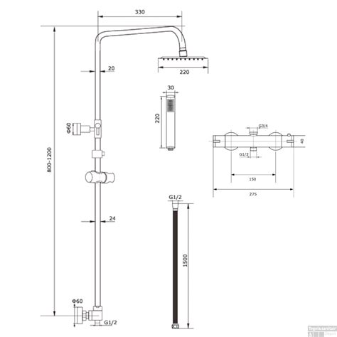 Opbouw Regendouche Set Boss Wessing Lusso Thermostatisch Hoofddouche