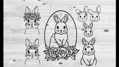 Easter Clipart Floral Bunny Svg Happy Easter Svg Bunny Face Etsy