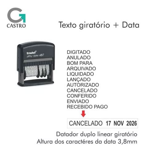 Carimbo Datador Linear Textos Rotativos Autoentintado