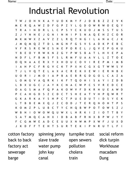 Industrial Revolution Word Search Wordmint