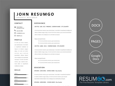 Single Column Resume Template