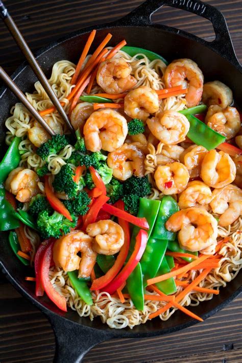 Shrimp Stir Fry With Ramen Noodles Peas And Crayons