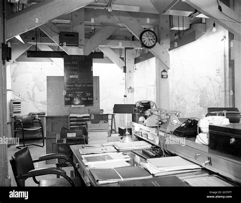 The Map Operations Room At The War Headquarters In London Black And