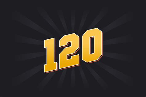 Number 120 vector font alphabet. Yellow 120 number with black ...