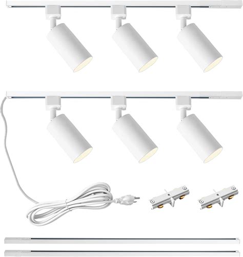 LRAEMXG Plug In Track Lighting With Power Cord 6 Light GU10 Track