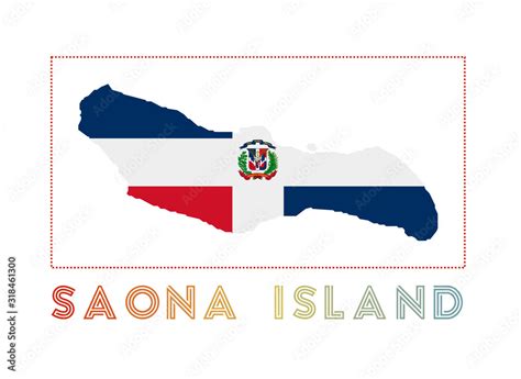 Saona Island Logo. Map of Saona Island with island name and flag ...