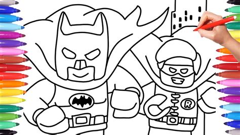 Lego Batman And Robin Drawing And Coloring For Kids Youtube