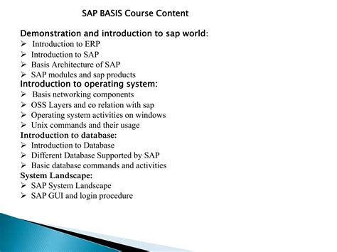 SAP BASIS ONLINE TRAINING SAP BASIS COURSE CONTENT PPT