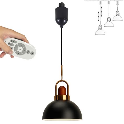 Fsliving Wooden Iron Brass Handle Pendant Light Height Adjustable H