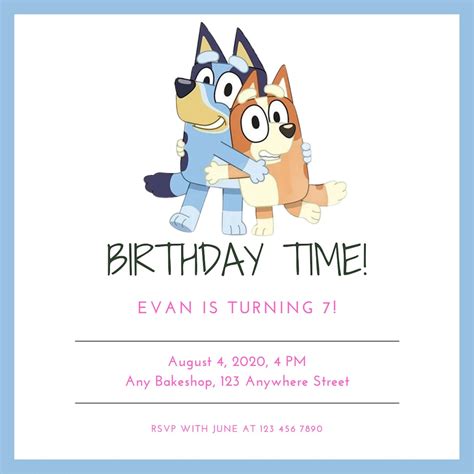 Bluey Birthday Invitation Digital Print Etsy