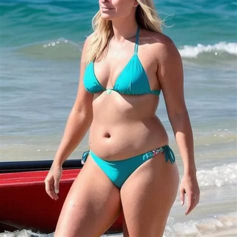 Margot Robbie With A Fat Obese Stomach In A Bikini O