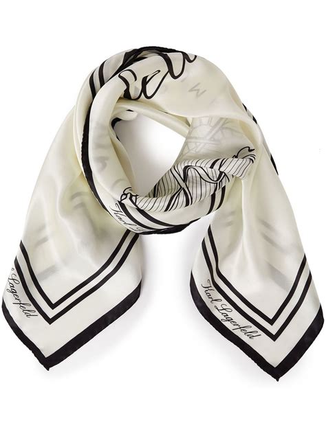 Karl Lagerfeld Hotel Karl Logo Print Silk Scarf White Farfetch Th