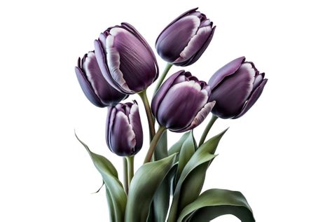 Premium AI Image A Painting Of Purple Tulips With Green Leaves