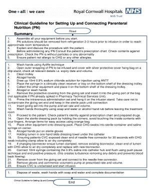 Fillable Online Rcht Nhs Setting Up And Connecting Parenteral Nutrition