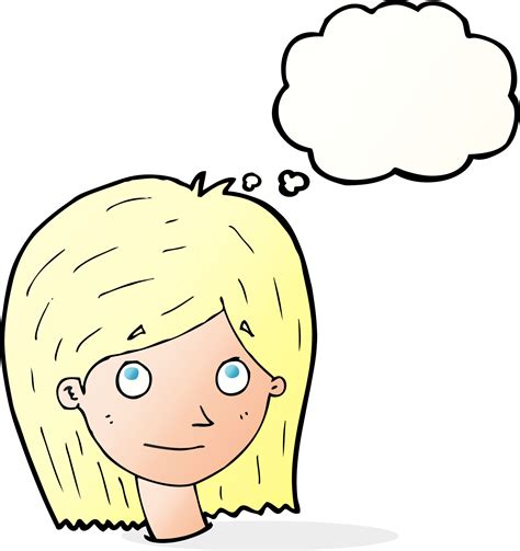 Cartoon Happy Female Face With Thought Bubble 45274029 Png