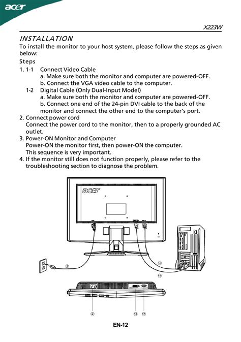 Installation Acer X W User Manual Page